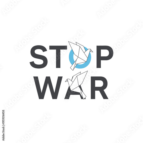 Stop War Origami Peace Symbol White Background Vector