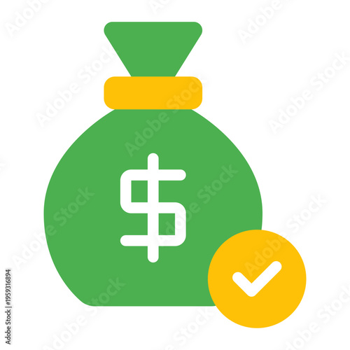 Money Bag Icon with Checkmark