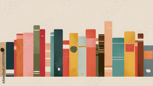 A serene scene arranged in colorful books