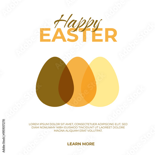Modern minimal Easter greeting card with abstract egg shapes in soft colors. Clean composition suitable for branding, invitations and seasonal design.