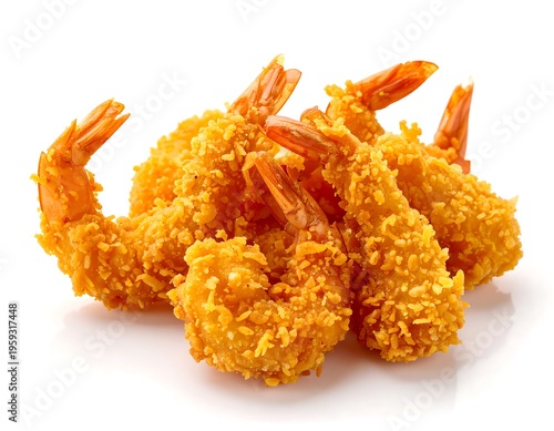 Fried Shrimp on White Background