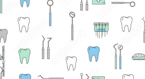 Dental tools and teeth icons.