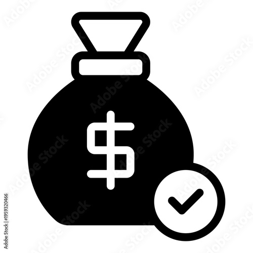 Money Bag Icon with Checkmark
