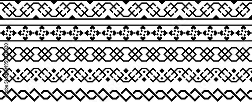Minimalist Nordic and Native American Style Linear Dividers Monochrome Decorative Ribbons