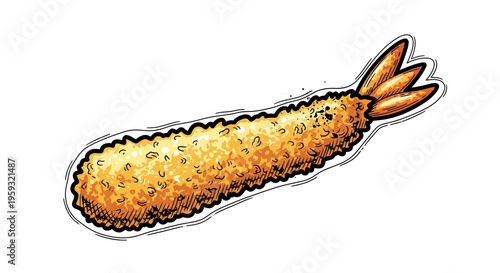 Crispy shrimp tempura, Japanese fried seafood, isolated on white background