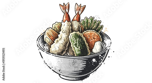 Crispy Tempura Bowl with Shrimp and Vegetables