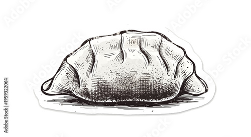 Hand-drawn dumpling illustration, simple sketch on white background