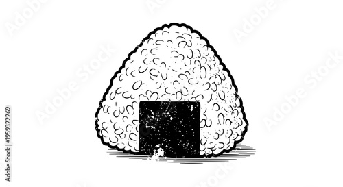 Hand-drawn rice ball icon, simple Japanese onigiri illustration