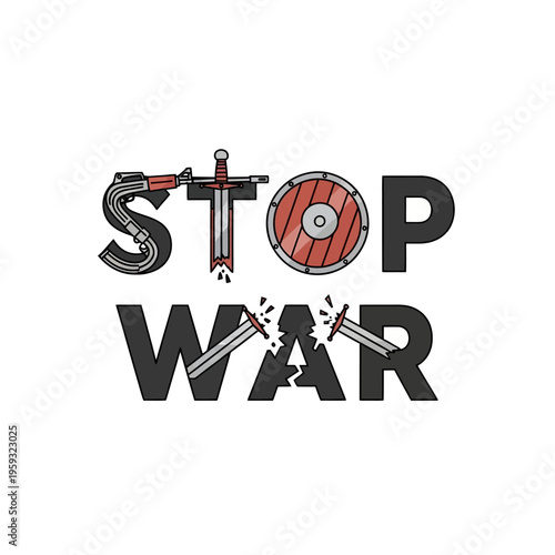 Stop War Typography Isolated Vector Graphic