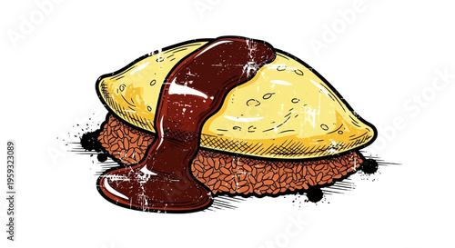 Savory Omelette with Rich Chocolate Sauce Drizzle