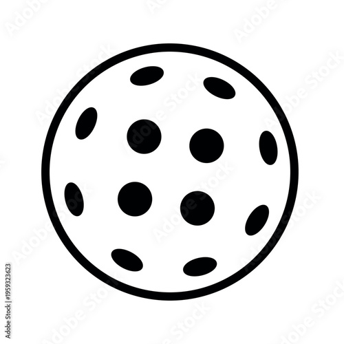  Black Line Pickeball Ball icon for Sport Equipment in Flat Vector Illustration