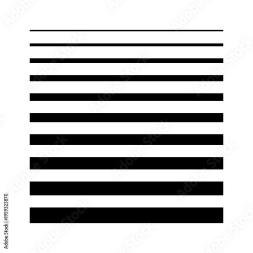 Fotografie Black horizontal lines gradient thickness set