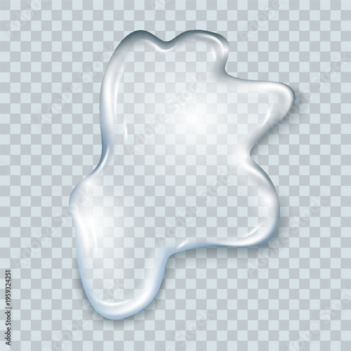 Water spill puddle. Blue liquid shape in flat cartoon style. Clean fluid drop design element isolated on white background