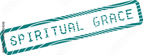 A distressed teal stamp with the words Spiritual Grace symbolizing divine favor and inner peace
