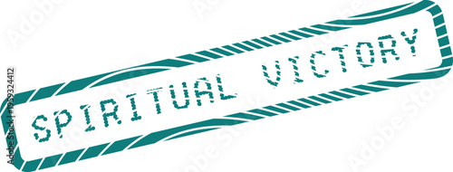 A distressed teal stamp with the words Spiritual Victory celebrating triumph over adversity and overcoming challenges