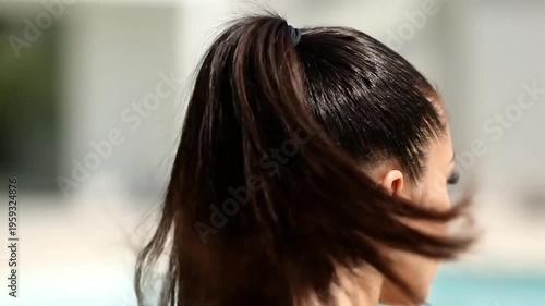 High Ponytail Swaying During Movement Close-Up – Cheerleading Hair Detail and Motion