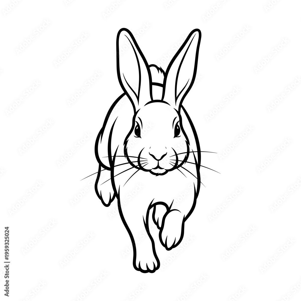 Obraz premium Running bunny illustration, isolated on transparent background