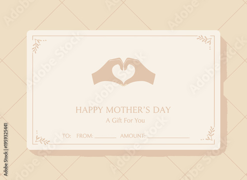 A heart-shaped gift card with hands is given on Mother's Day