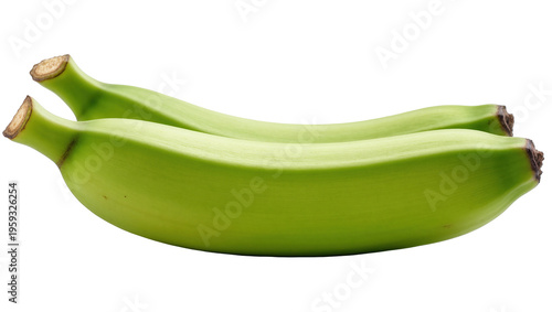 Vászonkép Pair of fresh, vibrant green bananas, an unripe tropical fruit used in various cuisines