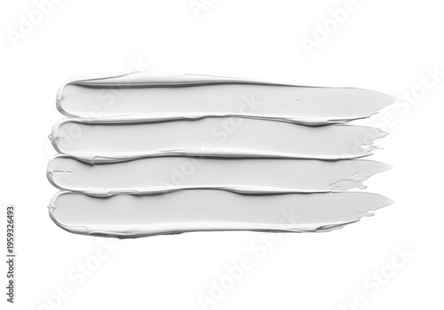 Four white paint smears on a pure transparent background for design and artistic use