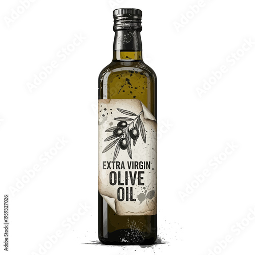 Extra Virgin Olive Oil Bottle with Rustic Label