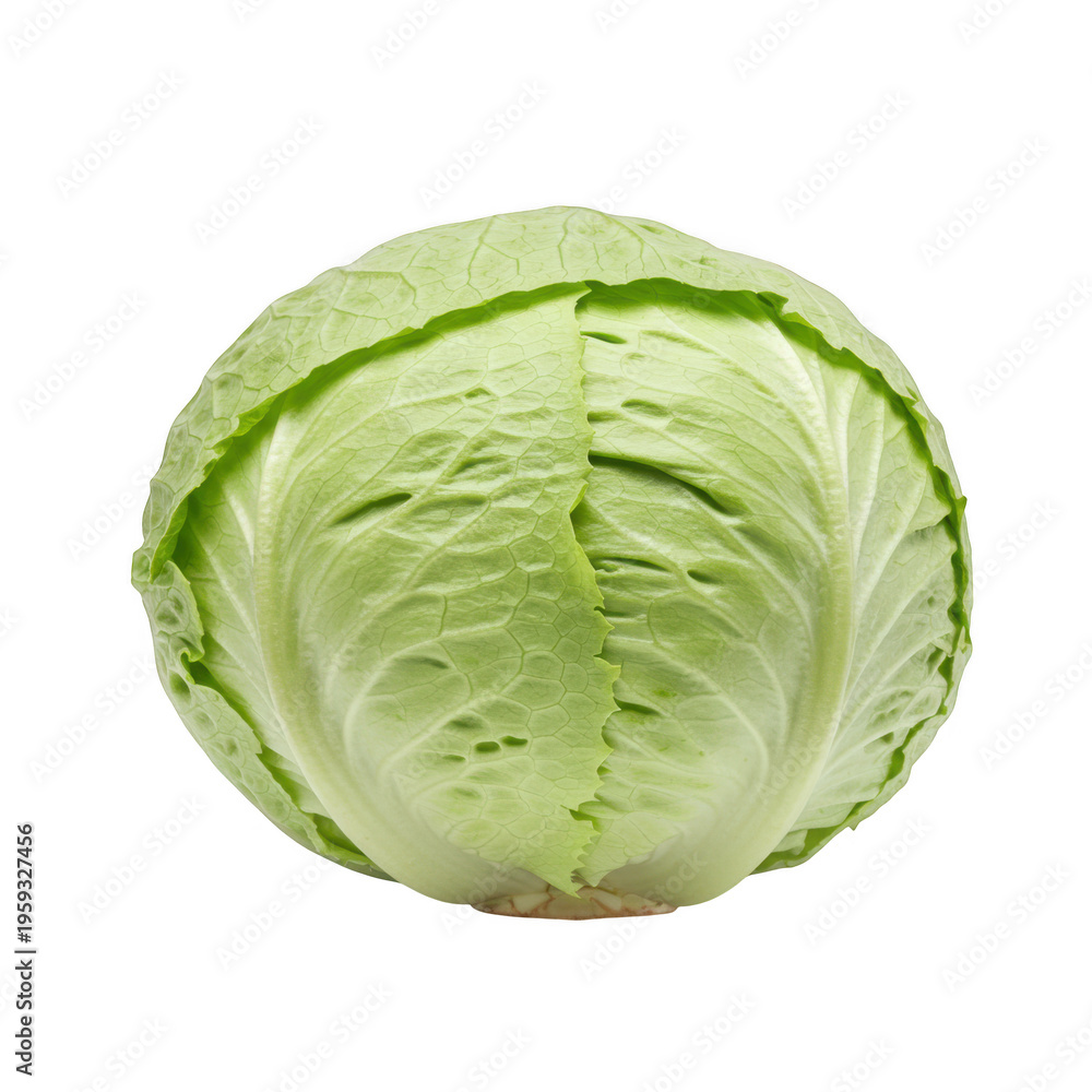 Fototapeta premium Fresh green cabbage vegetable isolated on transparent background