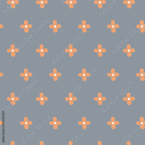 бесшовный узор оранжевые цветы на сером фоне