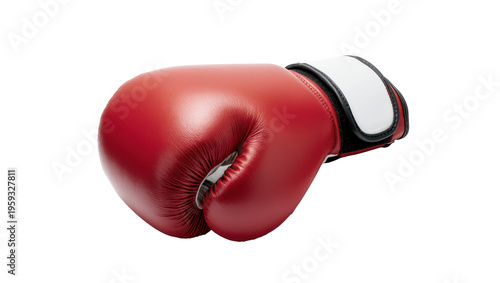 Bild auf Leinwand Single high-quality red boxing glove, essential equipment for martial arts and fitness