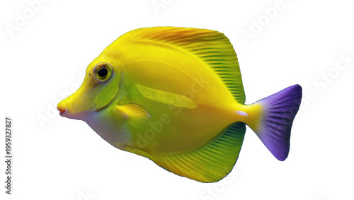 Εκτύπωση καμβά Vibrant yellow tang tropical fish displaying its distinctive bright yellow and p