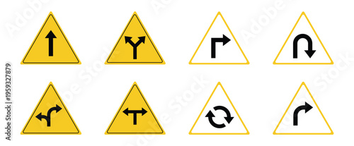 Set Of Different Collection Road direction Signs. Regular useful road sing set. Vector illustration.