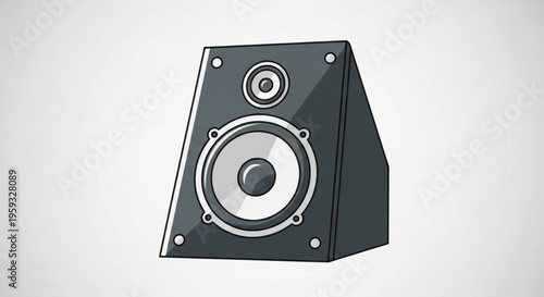 Black speaker with silver accents on white background audio equipment sound system music technology
