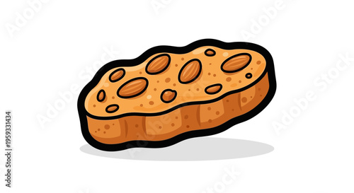 Almond cookie with crunchy texture, cartoon style