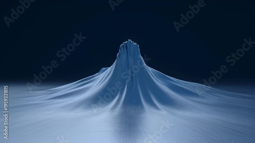 Abstract Blue Fluid Surface Rising and Forming a Spiky Peak