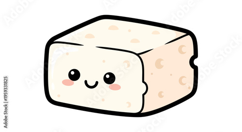 Cute tofu cube with happy face