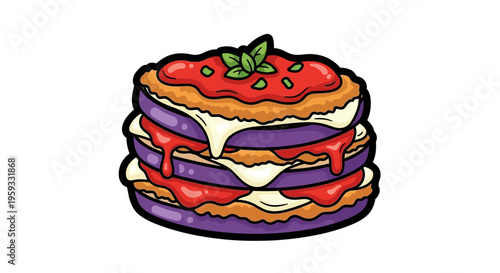 Delicious Eggplant Lasagna Stack with Tomato Sauce and Basil