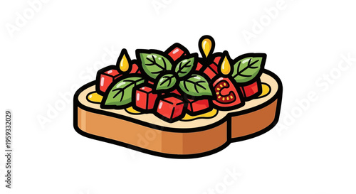 Italian Bruschetta Appetizer with Tomatoes and Basil