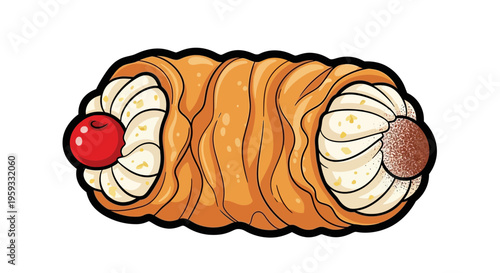 Italian Cannoli Dessert with Cherry and Chocolate