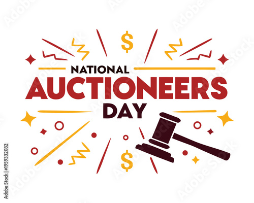 Happy National Auctioneers Day Vector, Sale and Bidding Event Illustration