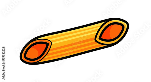 Penne pasta doodle, Italian food icon, isolated on white background
