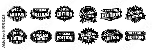 Special edition labels set, vintage retro badges collection, premium quality limited mark seals for product promotion