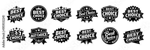 Best choice black badges set collection. Premium quality labels for product advertising and marketing promotion