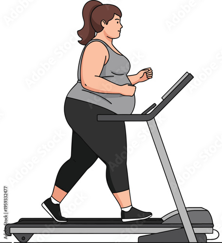 A pregnant woman runs on a treadmill in a modern gym for a healthy workout during her pregnancy.
