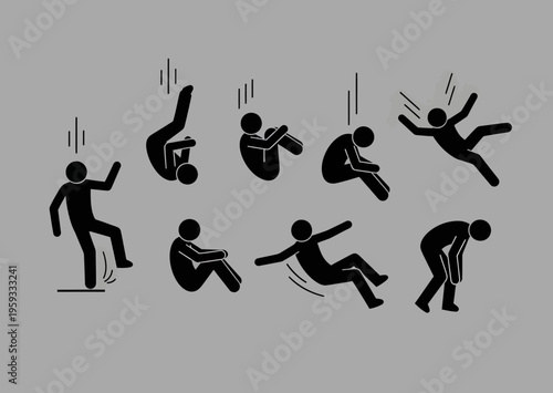 silhouette illustration of people dancing jumping and exercising including man playing guitar businessman jumping and fitness yoga sports action scene