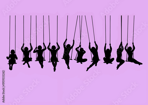 A colorful silhouette illustration of a group of people dancing together at a lively party with music and fun atmosphere