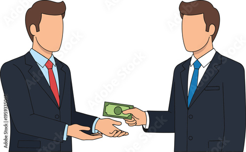 Man giving money to colleague, vector illustration