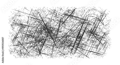 Abstract black and white chaotic line art texture with distressed grunge effect