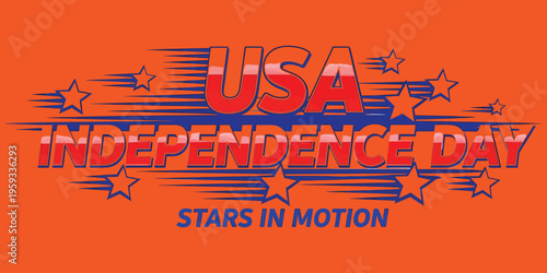 Usa independence day celebration graphic with stars in motion