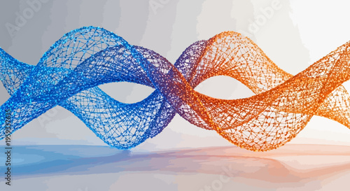 Abstract Intertwined Duality of Digital Particles in Blue and Orange