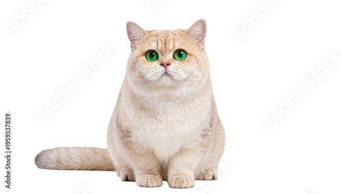 Obraz na plátne Charming British Shorthair cat with stunning green eyes looks inquisitively at v