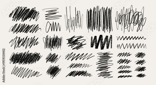 Collection of Hand-Drawn Scribble Textures and Artistic Strokes